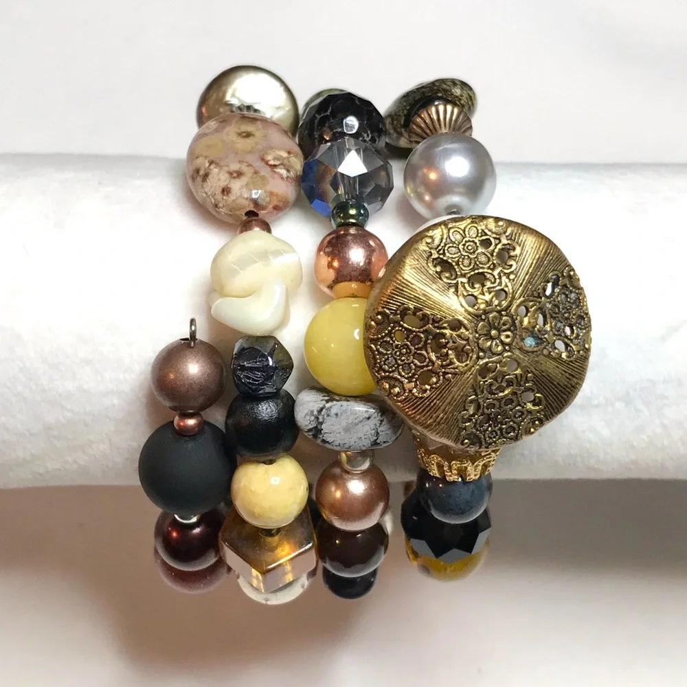 Handmade Bracelet with Vintage and Modern Elements (NB29-4H) New Without Tags - Picture 3 of 9
